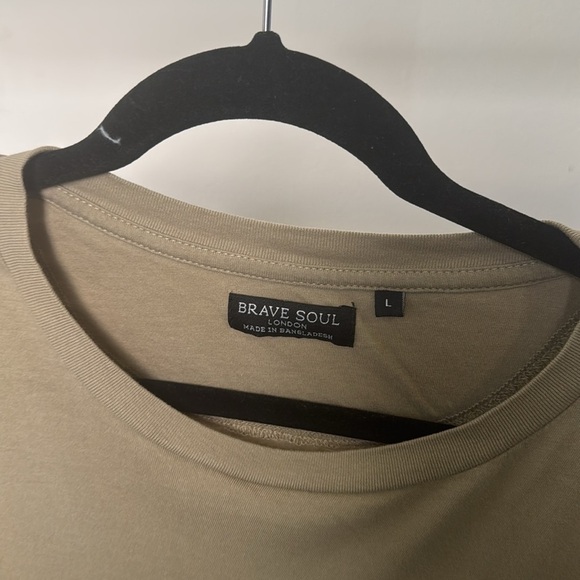 Brave Soul Tan/Stone Short Sleeve Tee Soft Casual Basic Size Large - Picture 3 of 7